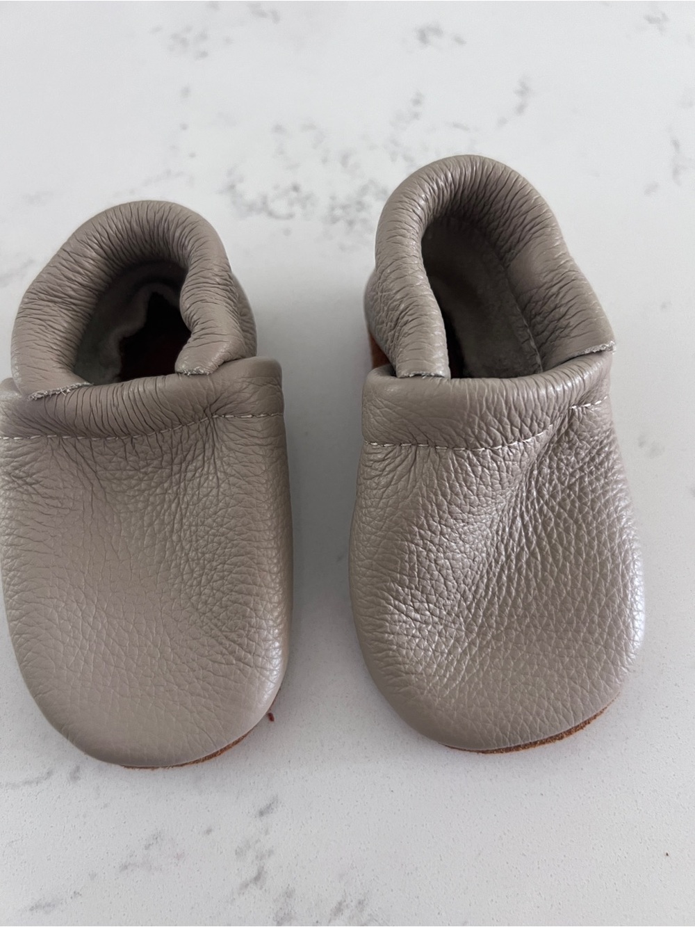 Baby Leather Moccasin Slip-Ons in Taupe — Soft Baby Shoes